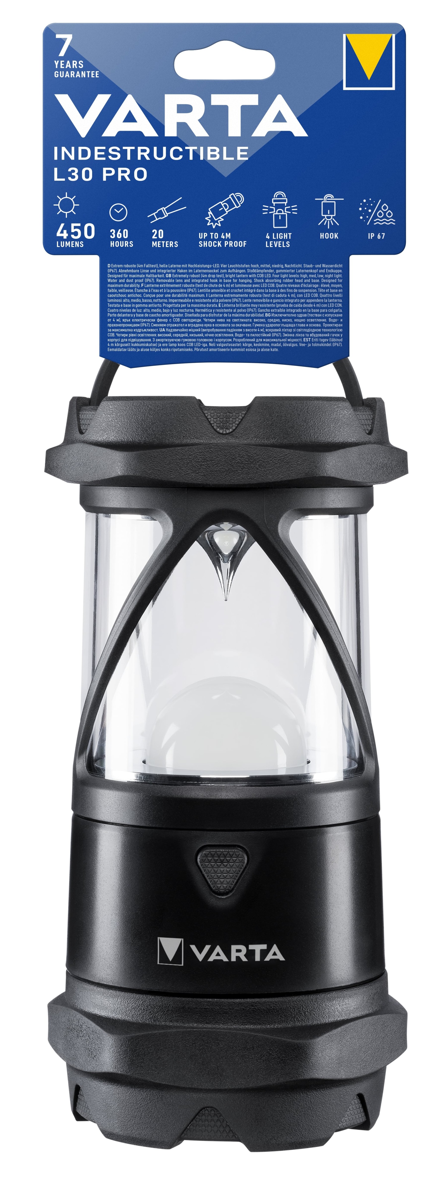 VARTA Indestructible L30 Pro COB LED Lantern 450 Lumens